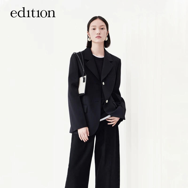 【商场同款】edition时尚休闲绵羊毛精纺女绅士西装外套#EBC1BLA002
