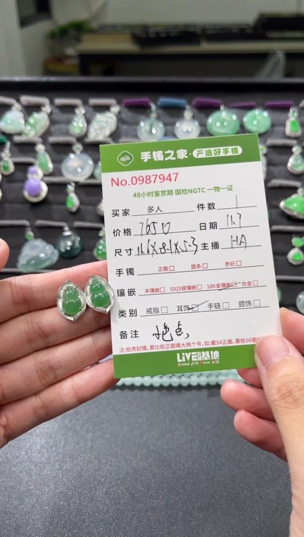 【闪购商品】翡翠耳饰18K金镶嵌多人