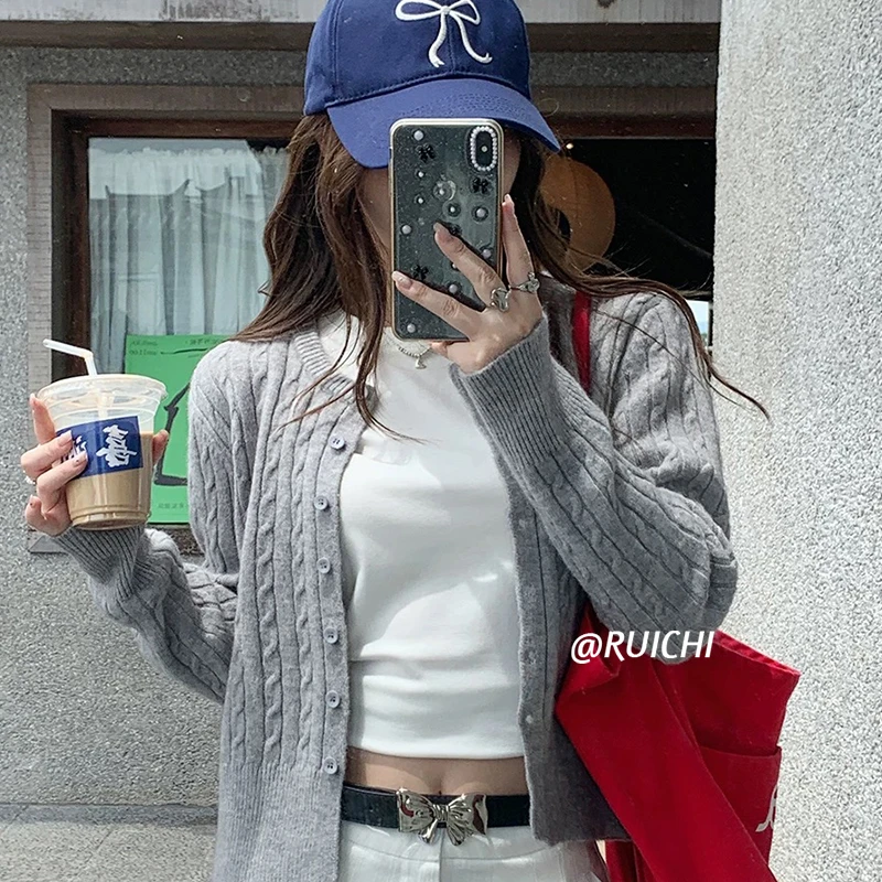 春季新款2025软糯高级感小众针织开衫外套百搭长袖上衣女ins