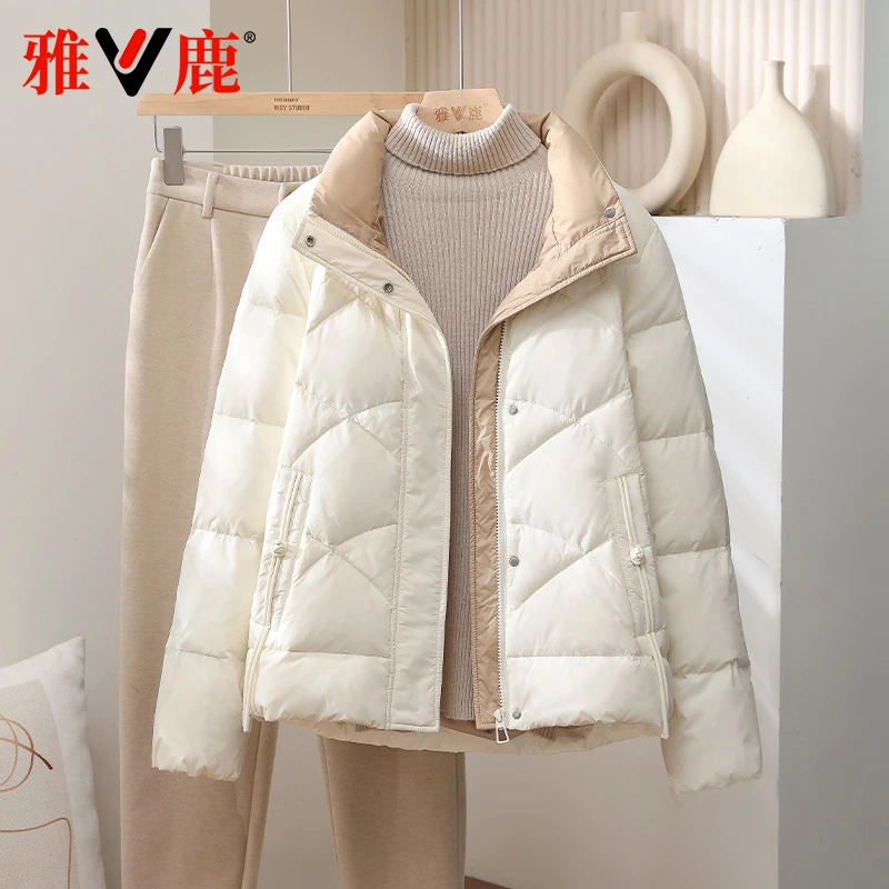 雅鹿2025新款羽绒服女韩版气质减龄休闲大码时尚百搭保暖女士外套