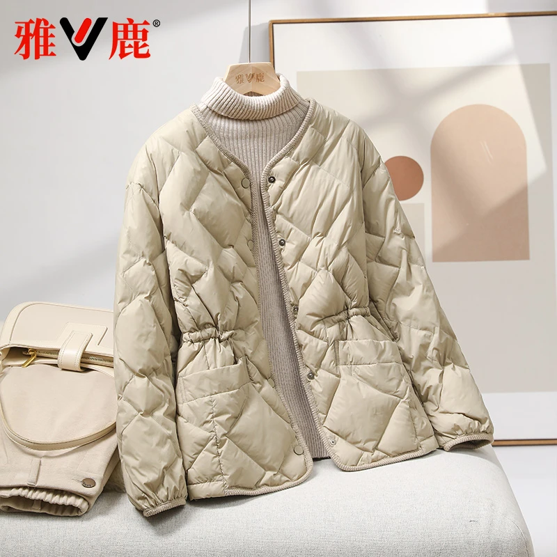 雅鹿2025新款羽绒服女大码时尚短款休闲百搭宽松轻薄薄款显瘦羽绒