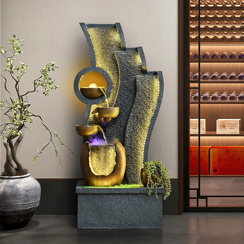 7218流水瀑布式流水罐水幕墙流水流水生财风水摆件流水