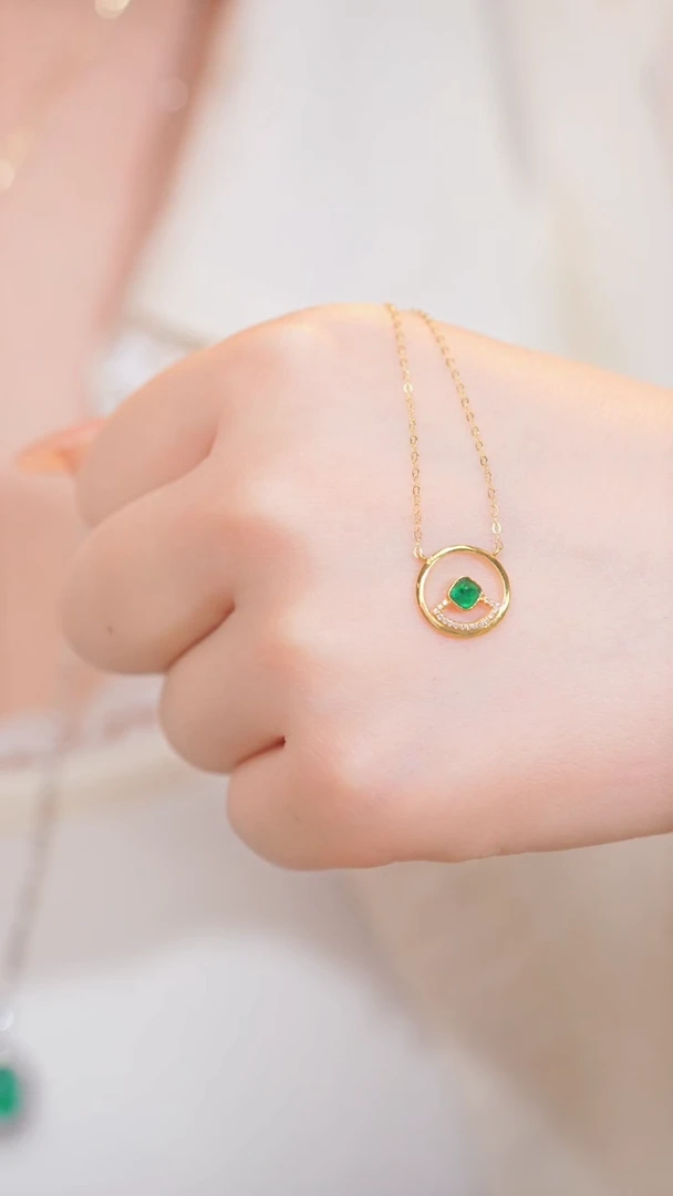 【闪购商品】祖母绿项链18K金镶嵌(0.31ct)@@U1264
