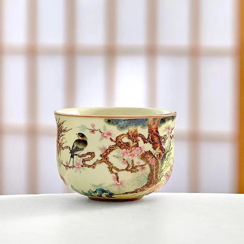 【新品包邮】陶瓷喜上眉梢束腰轻奢主人茶杯陶瓷