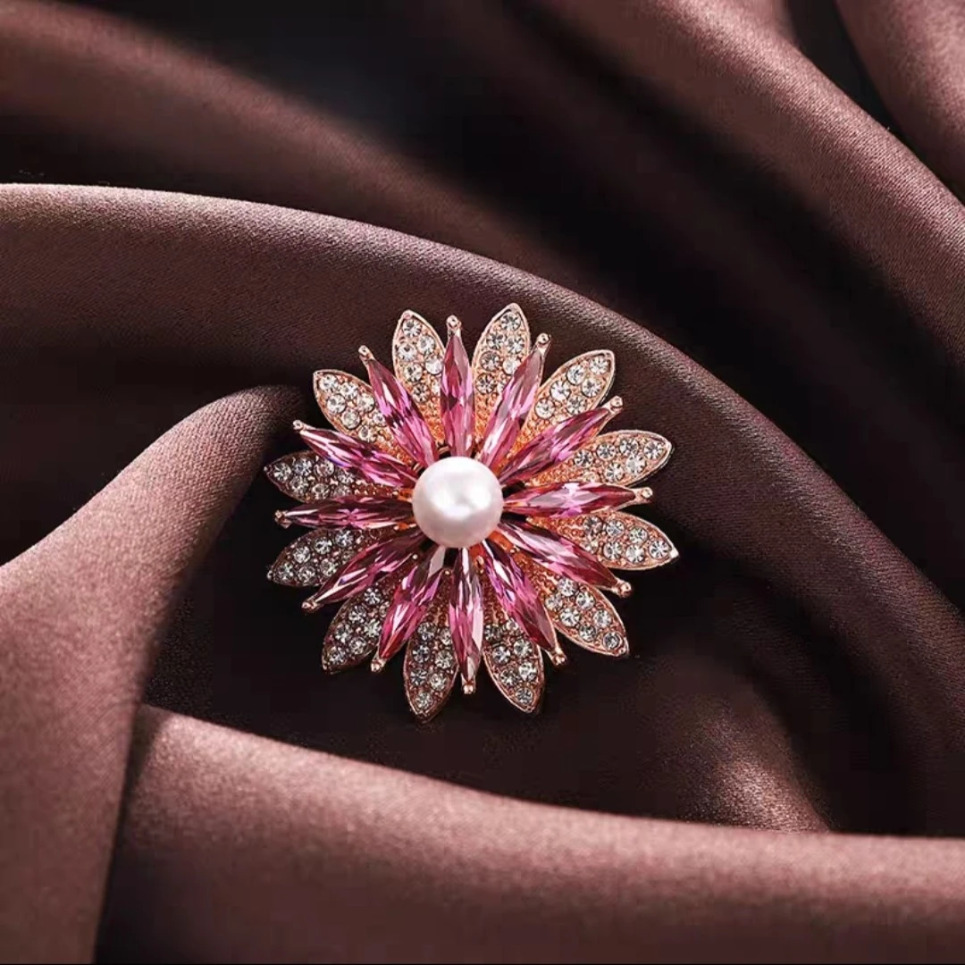太阳花胸针满钻闪耀粉色时尚气质女士重工大衣西服裙子礼服等配饰