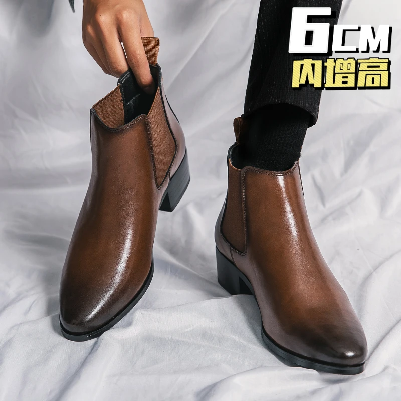 隐形增高6cm秋冬小白鞋男新款鞋子百搭松糕厚底老爹潮鞋网红男鞋