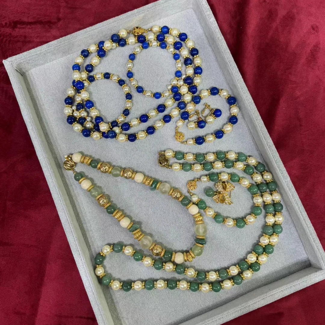 合金项链 合金复古首饰中古vintage项链耳夹胸针