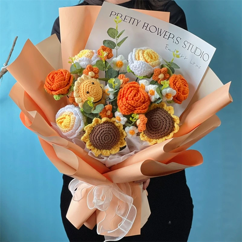 【微笑祝福】精致毛线花束小香风创意鲜花生日礼品送女朋友闺蜜 A4