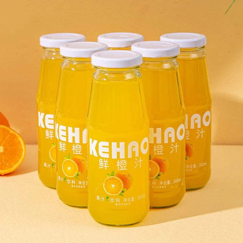 【到手6瓶】橙汁饮料340ml玻璃瓶装饮品饮料厂家直销批发
