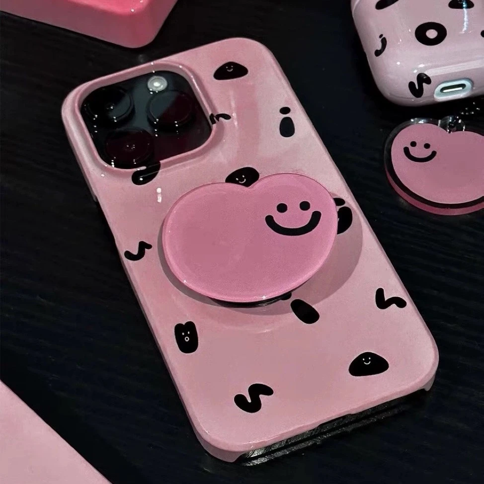 ins小众粉色笑脸手机气囊支架3m粘贴伸缩桌面懒人追剧爱少女