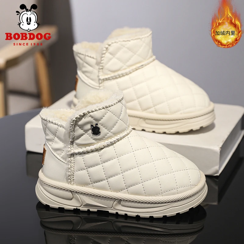 Bobdog/巴布豆童雪地靴2024冬季新款男童鞋大棉鞋加厚男孩加绒鞋