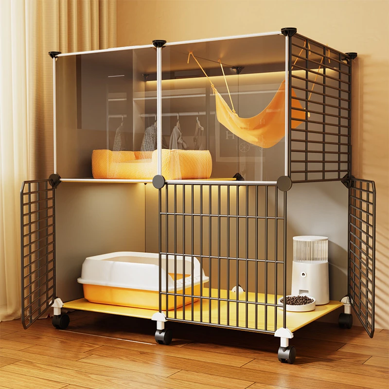 灰色主透猫笼子家用小户型猫咪别墅猫舍猫屋猫窝猫砂盆猫爬架家用