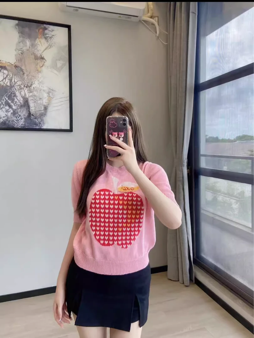 GUCCI/古驰 FW21七夕 情人节系列 苹果 图案 套头毛衣 S码