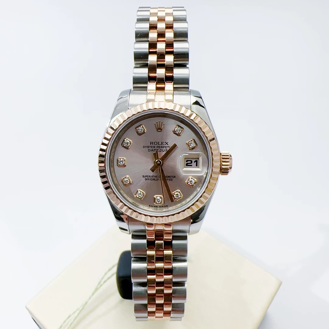 99新 Rolex/劳力士 日志179171/26mm/粉钻原盘/全套/自动机械女款