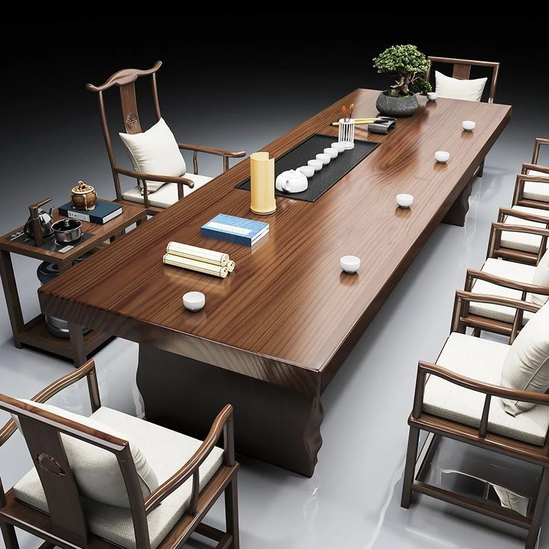 2025新中式简约客厅禅意泡茶桌椅组合大板桌茶台办公室长方形