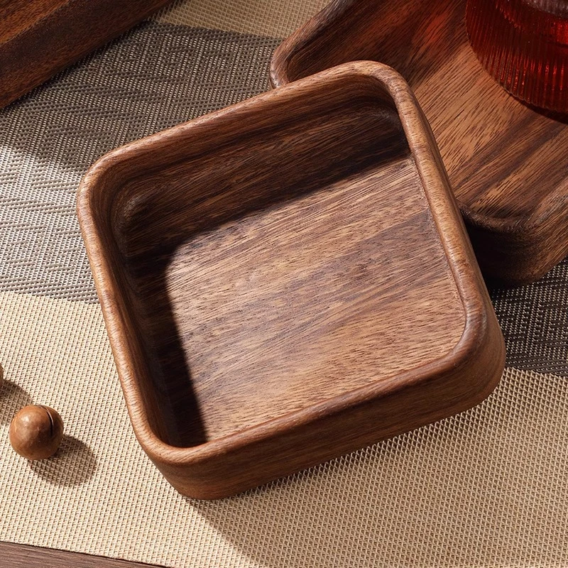南美胡桃木实木方钵水果盘新中式干果盘木制盘子点心盘糕点盘托盘