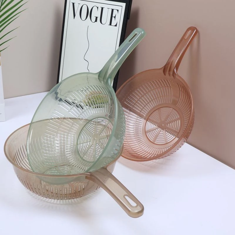 带手柄沥水篮加厚塑料筛子淘米箩厨房洗菜盆长柄洗米筛洗水果篮子