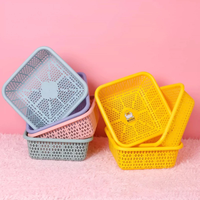 加厚厨房镂空沥水篮家用大号镂空沥水篮方形加厚多用果蔬收纳筐