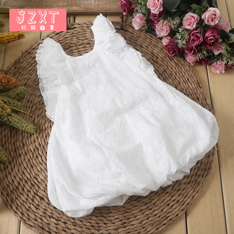 【现货】玖喆小童 宝宝女童蕾丝边压花洋气花苞可爱背心裙21511