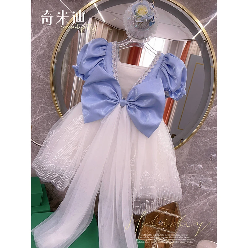 【爱莎】奇米迪女童公主裙夏装生日礼服裙蓬蓬连衣裙24059