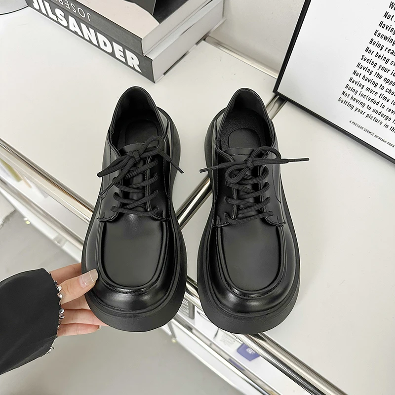 复古英伦风系带小皮鞋女2024新款学生百搭时尚学院厚底乐福鞋