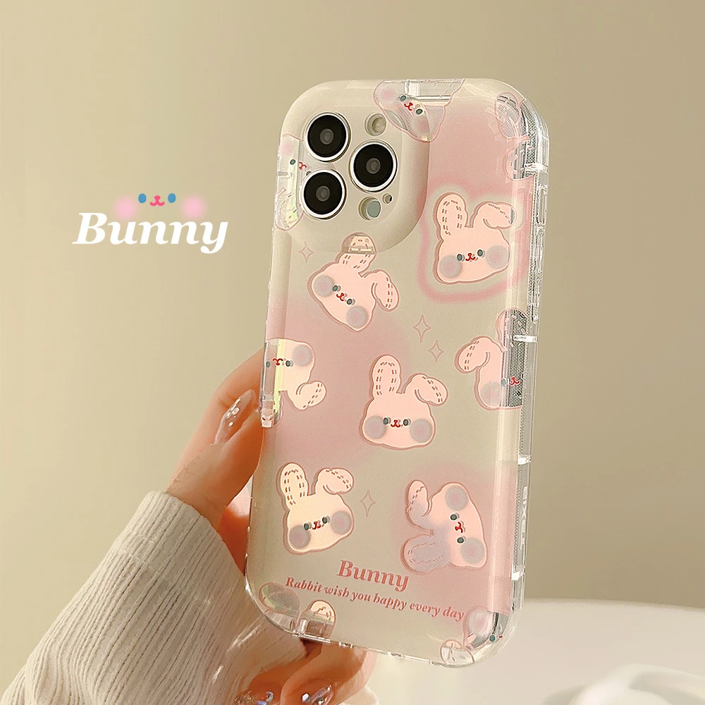 粉兔iphone14苹果手机壳12创意14promax适用13镭射11透明13pro女