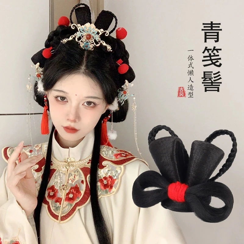 汉服假发包古风一体式发髻盘发造型新年古装明制懒人发包日常垫发