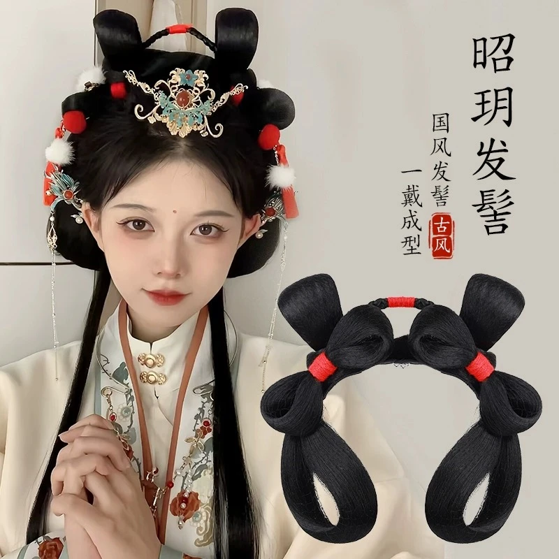 汉服假发一体式懒人发箍古风假发髻盘发新年造型古装明制垫发发包