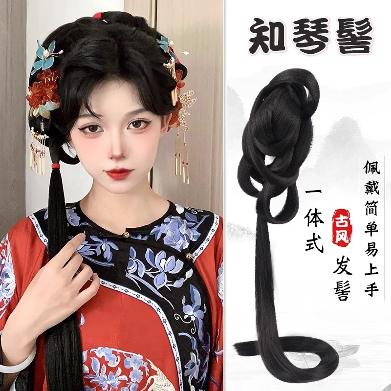 古装汉服假发一体式清朝造型专用懒人假发髻盘发古风头饰垫发包