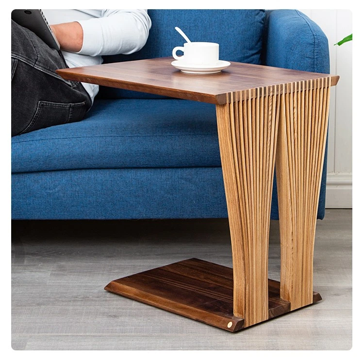 鲁匠艺美北美黑胡桃实木边几 沙发床头几创意轻奢简约边几茶水柜