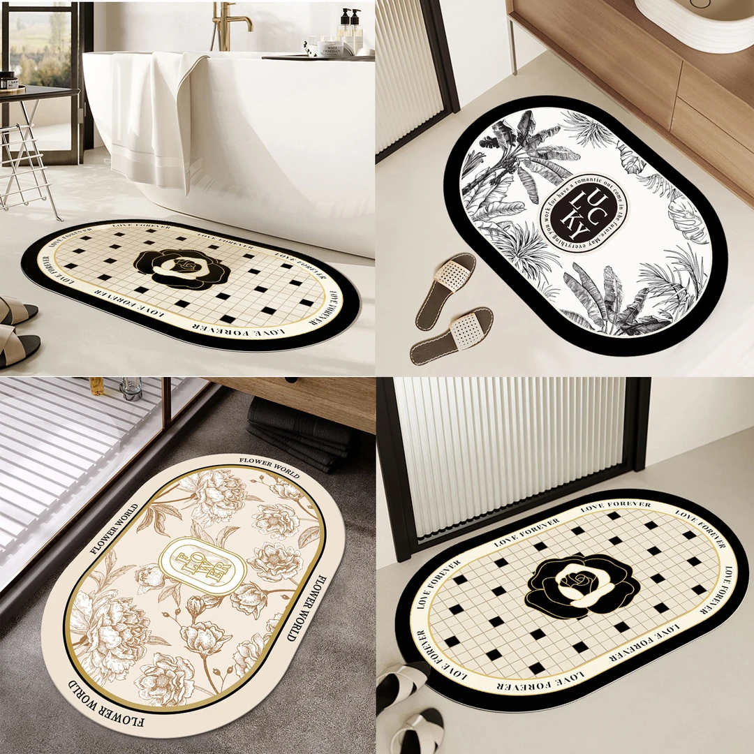 椭圆形轻奢系列简约百搭入户门垫浴室卫生间吸水速干家用地垫脚垫