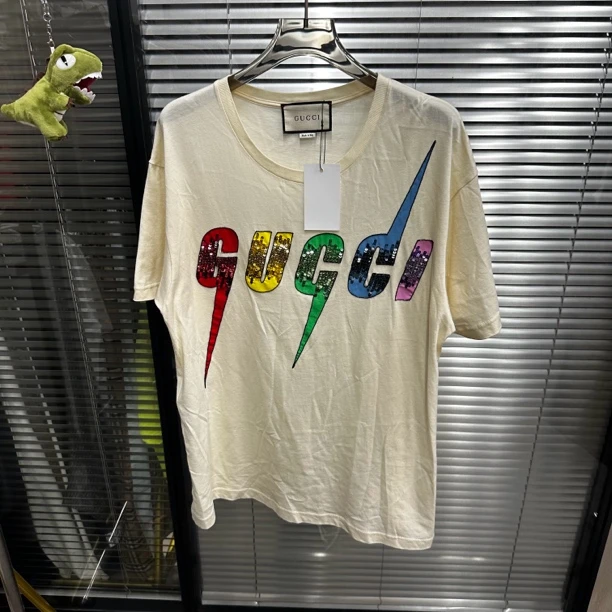 99新 GUCCI/古驰 鳞片闪电短袖/os s码