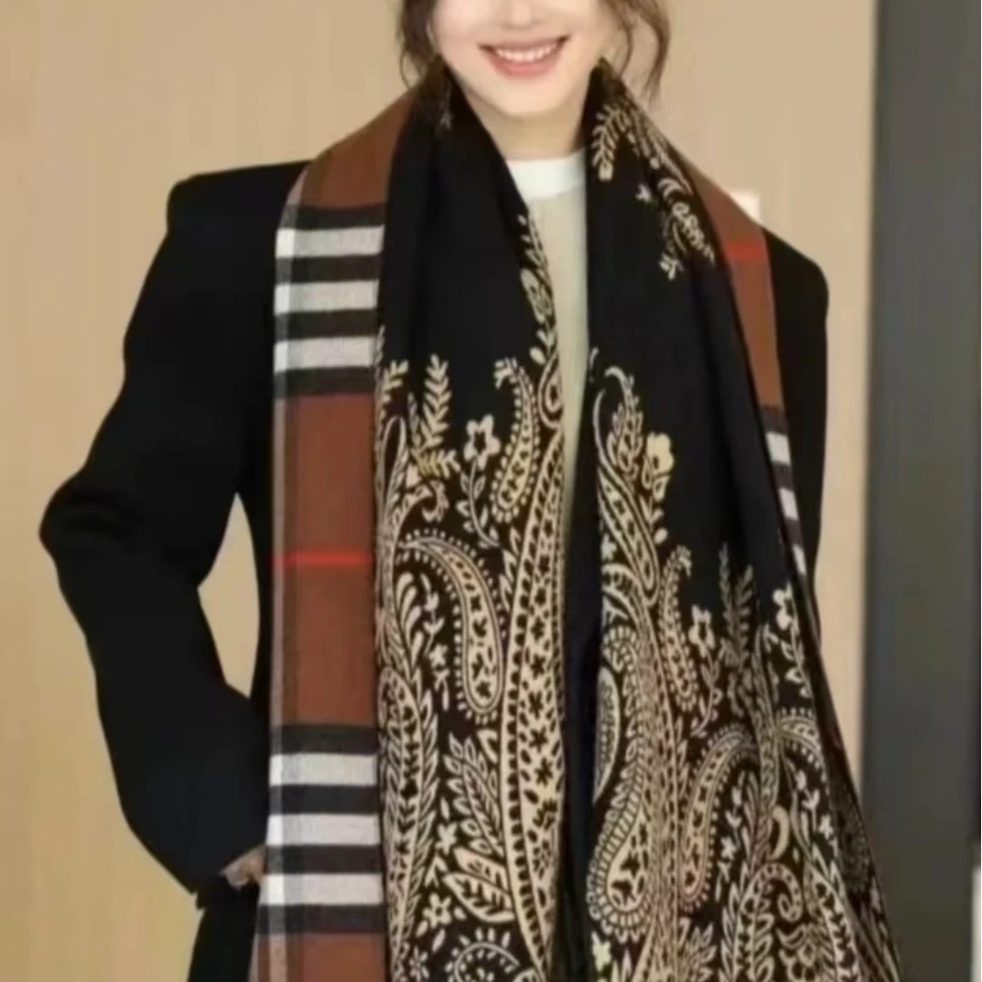 內蒙古厂家直邮复古冬季秋冬长款黑色时尚围巾百搭加厚保暖围脖