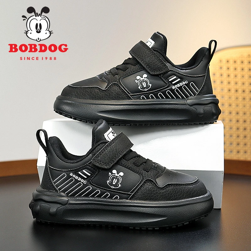 【丰辰专属】巴布豆童鞋2024年春秋款皮面防水学生软底防滑板鞋E040