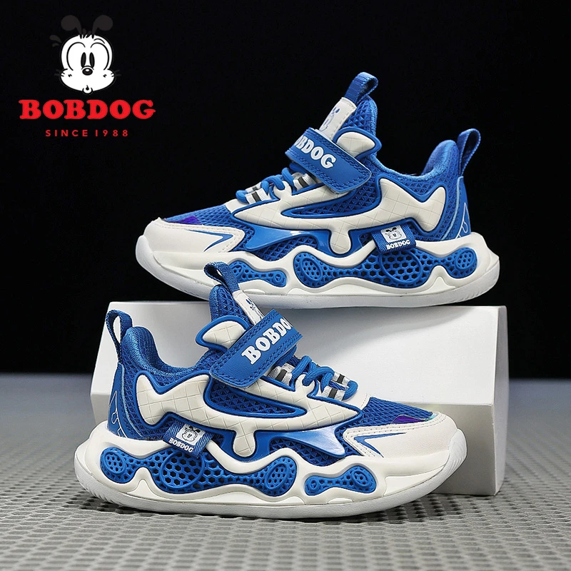 巴布豆儿童鞋2025春季新款中大童魔术贴网面透气运动跑步鞋S400-W