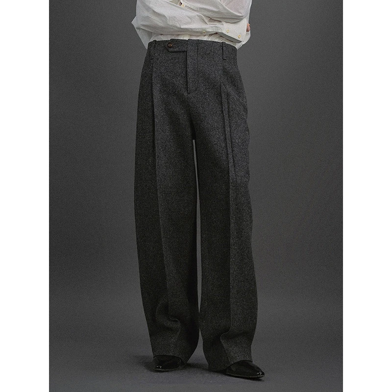 FLOWERSAYS:络石 吉祥100羊毛粗纺色织复古混色好穿休闲裤