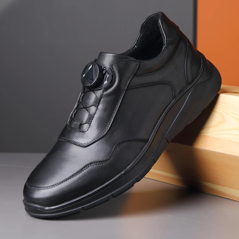 22551渡诺班尼男士休闲皮鞋新款头层牛皮旋钮扣运动皮鞋男士皮鞋