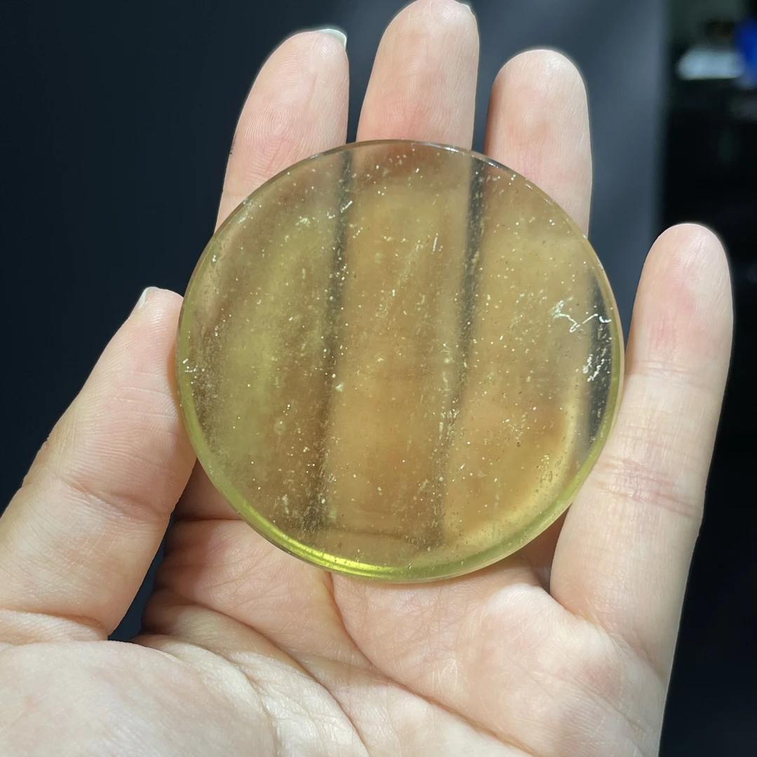 非金属玻璃吊坠 DY134 黄色利比亚山水意境圆牌吊坠