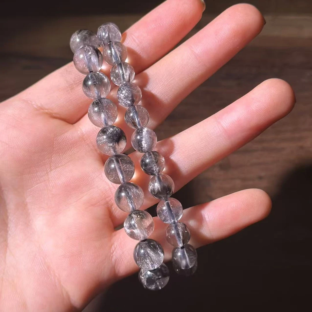 【缪老师严选】YY0185 黑银钛水晶手链 多样性发其一