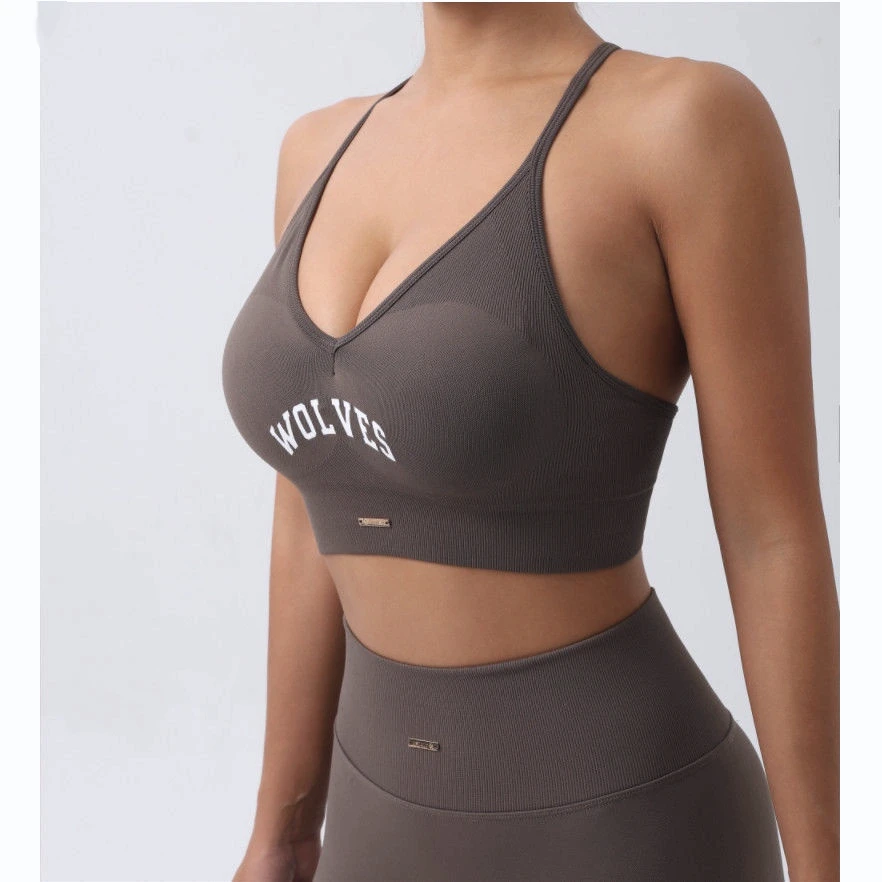 狼头蜜桃臀三分裤健身瑜伽套装速干普拉提外穿背心高腰打底瑜伽服