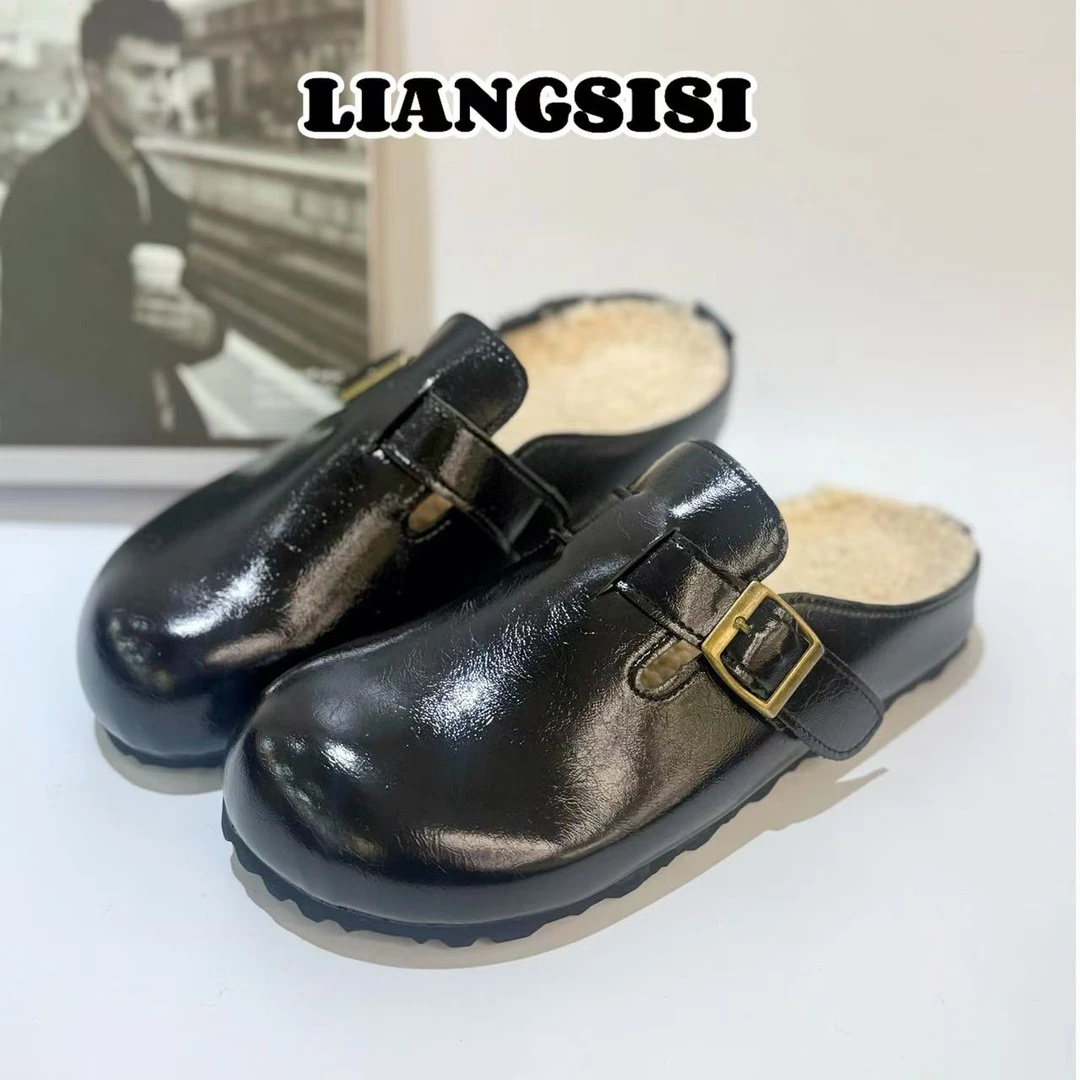 (B) 梁思思SHOES【油蜡皮勃肯鞋】新款秋冬勃肯女鞋拖鞋-MXM01-1