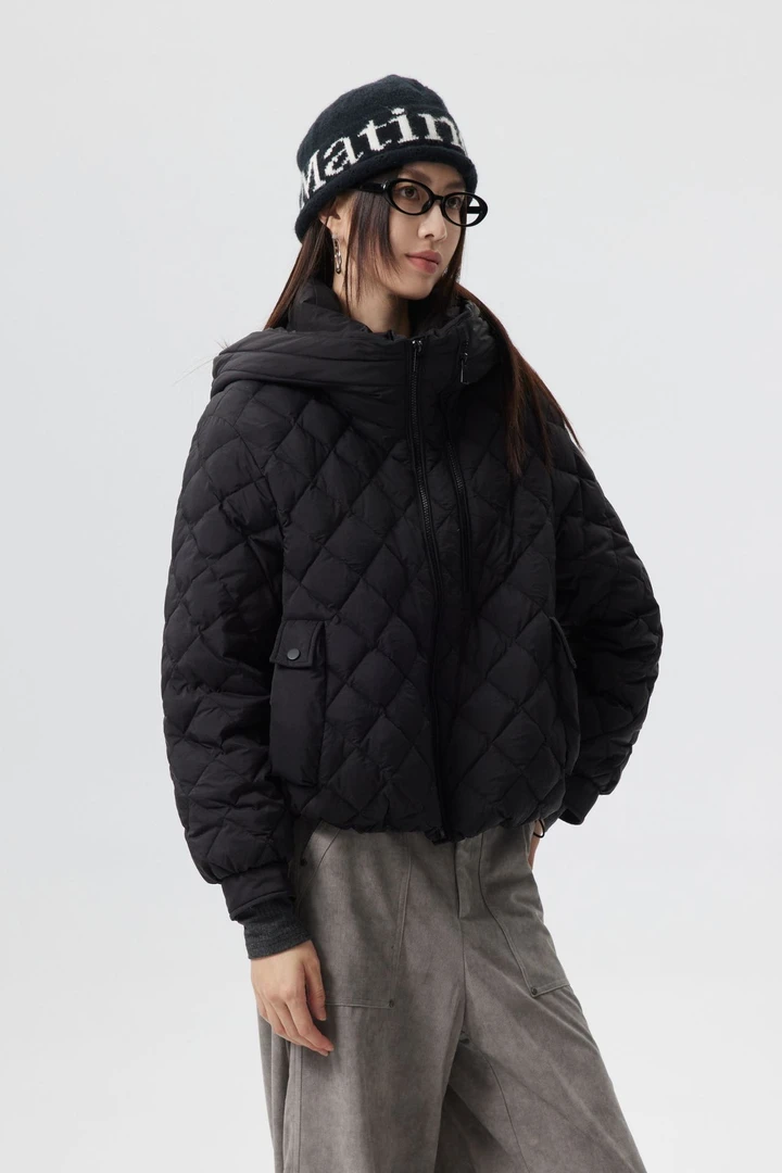 羽绒连帽双拉链时尚休闲设计款外套m83065