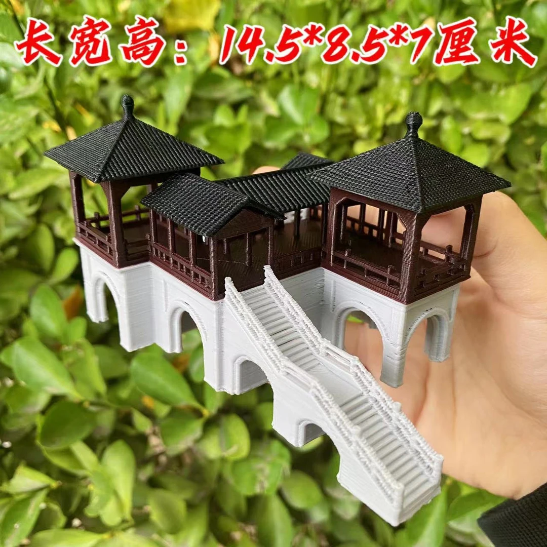 万景楼鱼缸造景吸水石盆景假山水陆缸微景观古风建筑湖心亭摆件