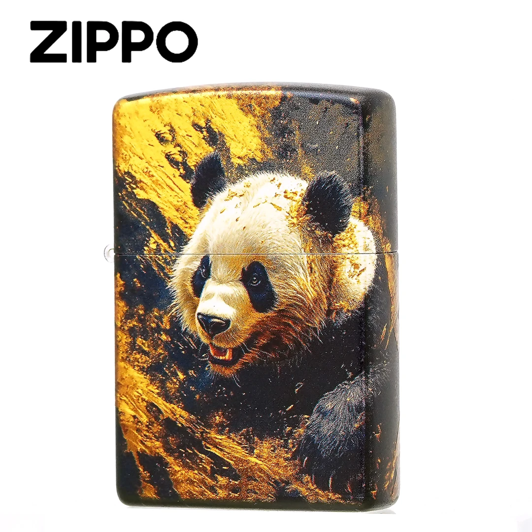 ZIPPO打火机正品/中国设计师传统古法包银烫金熊猫收藏送礼DYJ1