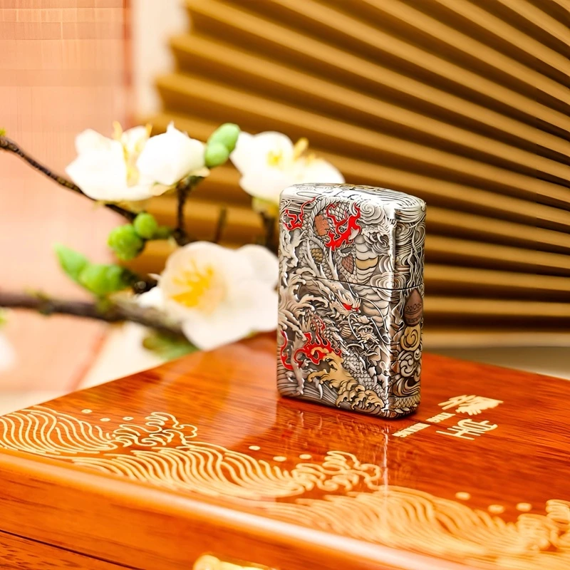 ZIPPO正版-超盔遁甲龙凤呈祥套壳重甲男士防风DY9902TJ【林子1