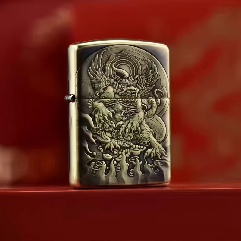 ZIPPO正品打火机/貔貅-黄铜盔甲浮雕男士收藏DY9902FD【林子1】