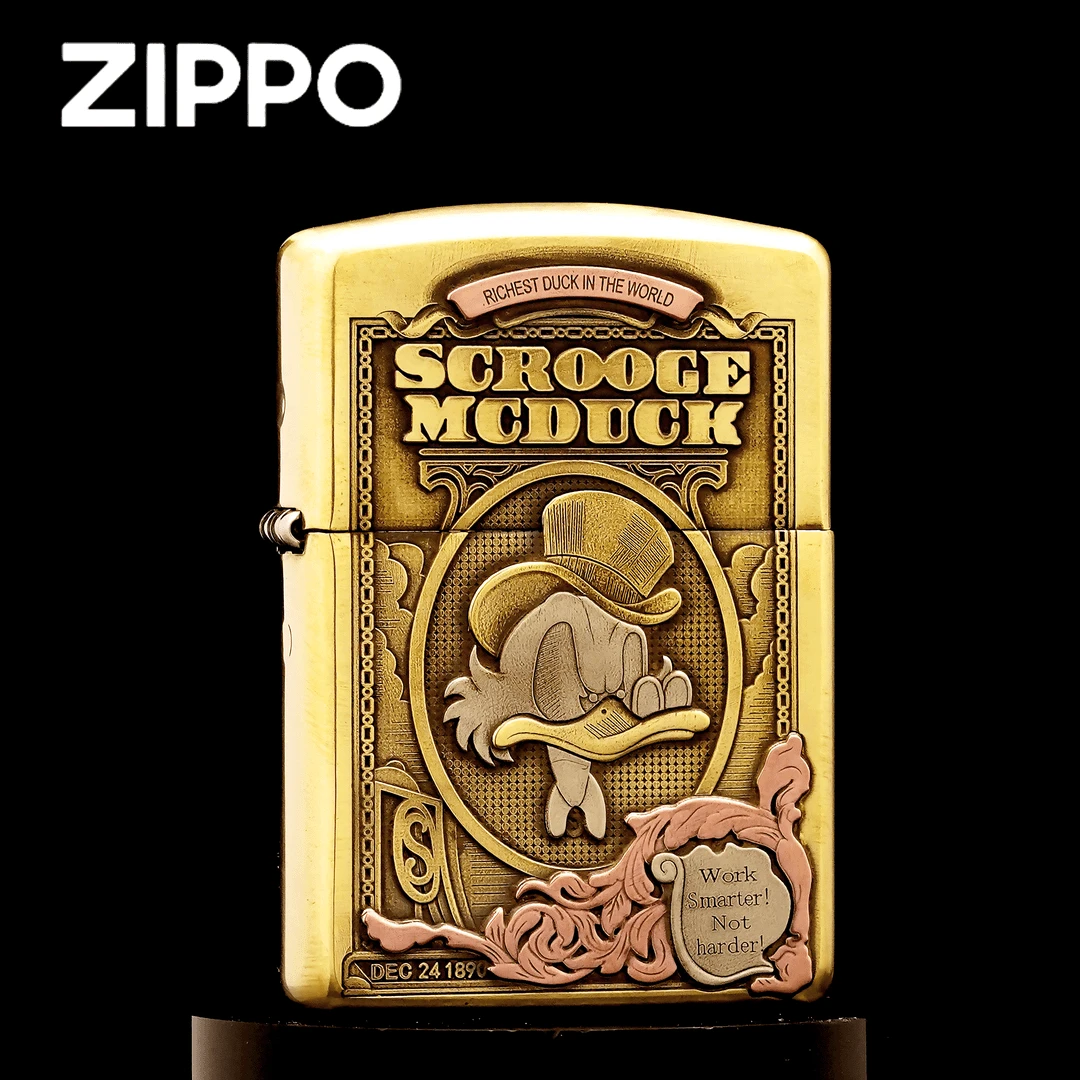 ZIPPO正品打火机暴富鸭史高治盔甲紫铜镶嵌-DY9912GQ【凯亚1】