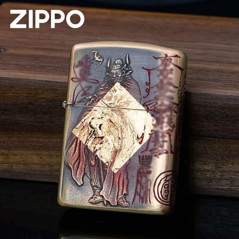ZIPPO/之宝打火机168【钟馗】立体雕刻朱砂填漆金箔DYJ1