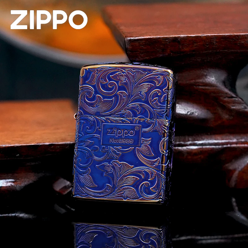 ZIPPO/之宝打火机/168-熏金烤蓝-大叶唐草立体-经典个性-DYJ1