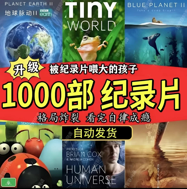 【升级版】1000部高分小初高小四门纪录片启蒙儿童思维科学教育正版